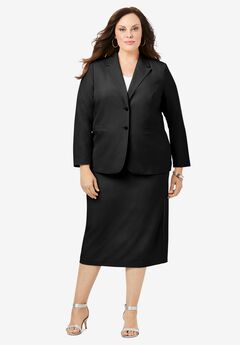 Roamans Womens Plus Size Two-Piece Skirt Suit with Shawl-Collar Jacket